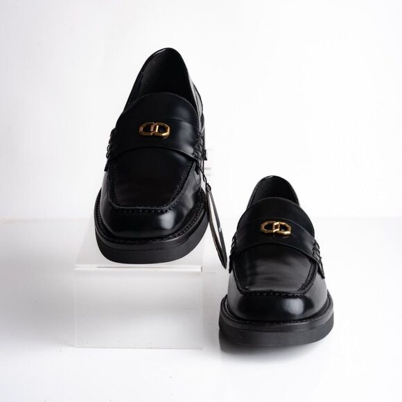 Massimo Dutti Womens Leather Loafers Shoes Black US 9 EU 40 NWT 1544/450 - Picture 4 of 9